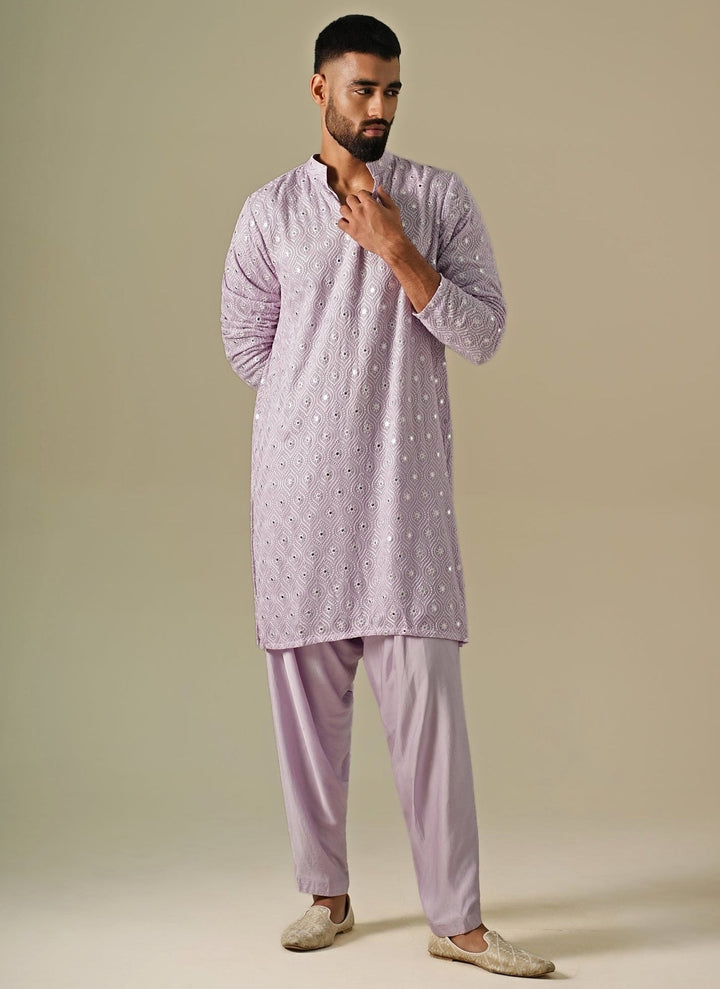 Darzi House Lavender Georgette Mirror Kurta SetFabilicious Fashion