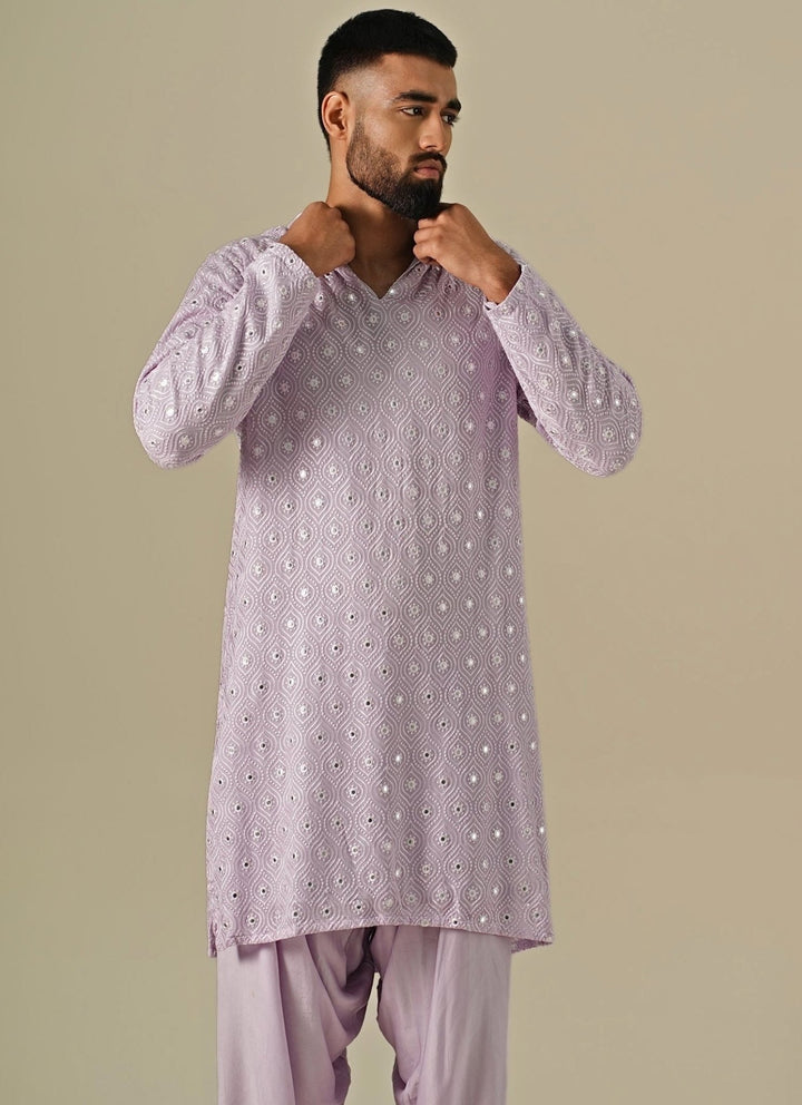 Darzi House Lavender Georgette Mirror Kurta SetFabilicious Fashion
