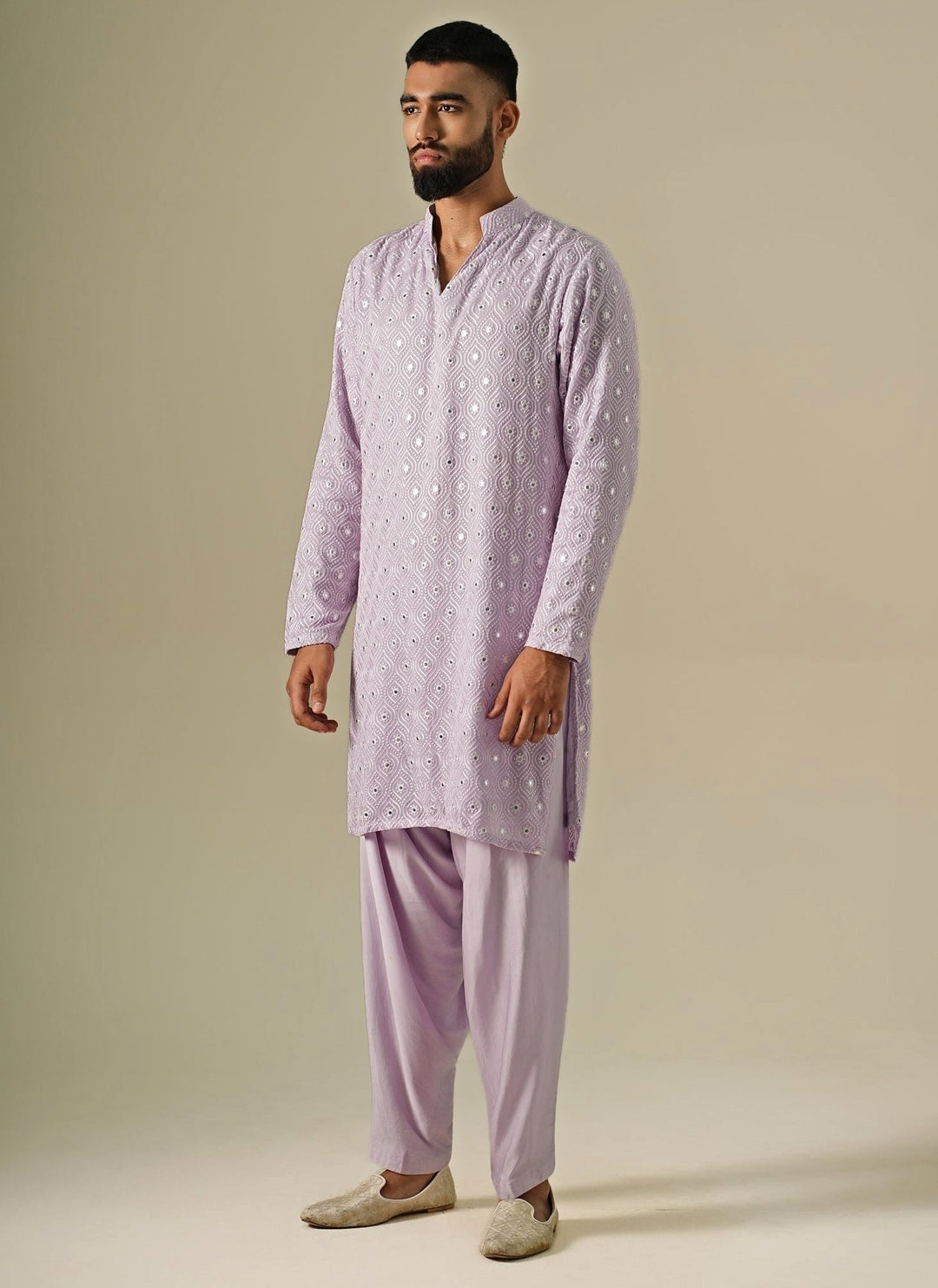 Darzi House Lavender Georgette Mirror Kurta SetFabilicious Fashion