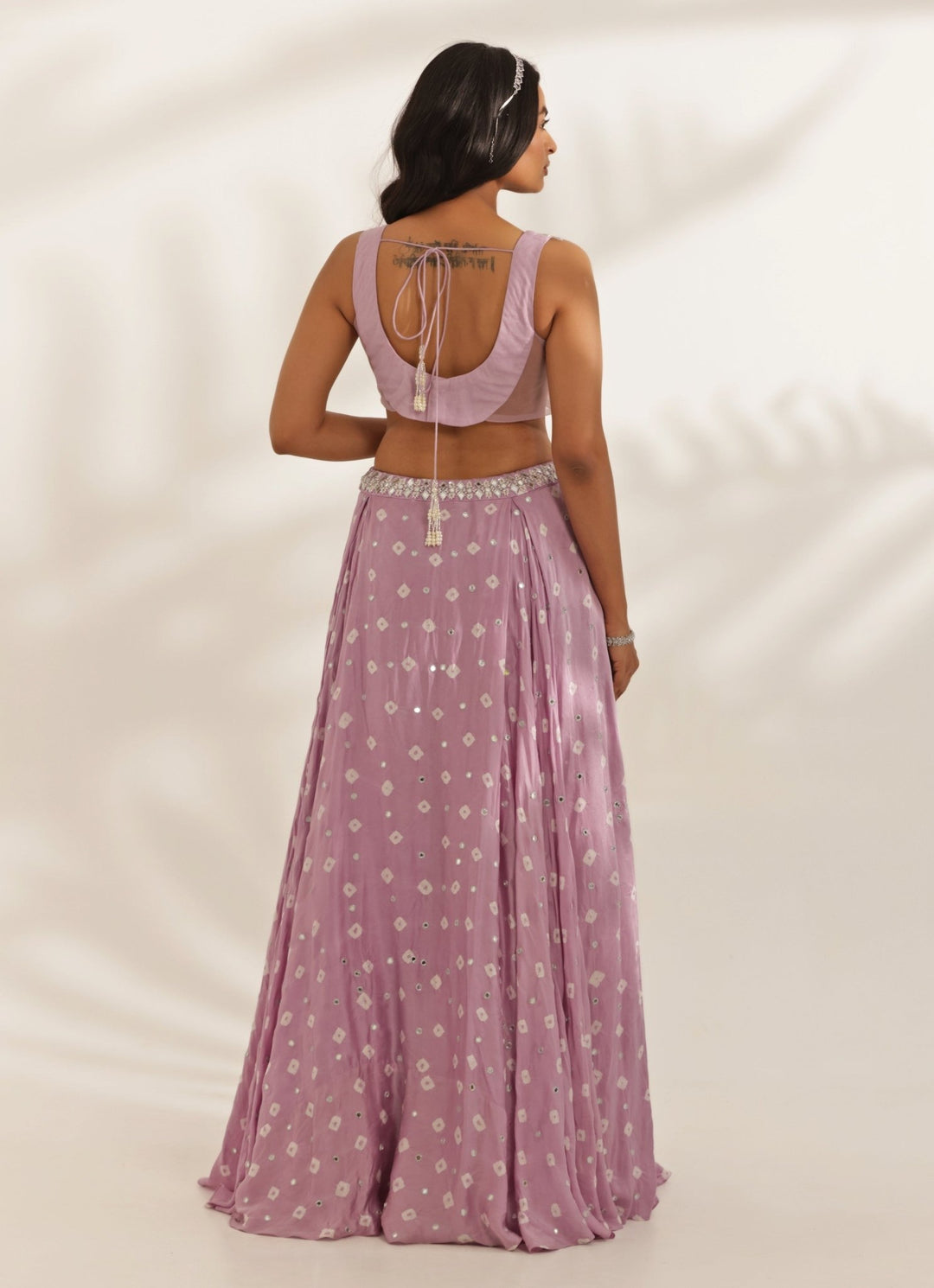 Lavender Mirrorwork Bandhani Lehenga Set Manisha Soni - Fabilicious Fashion