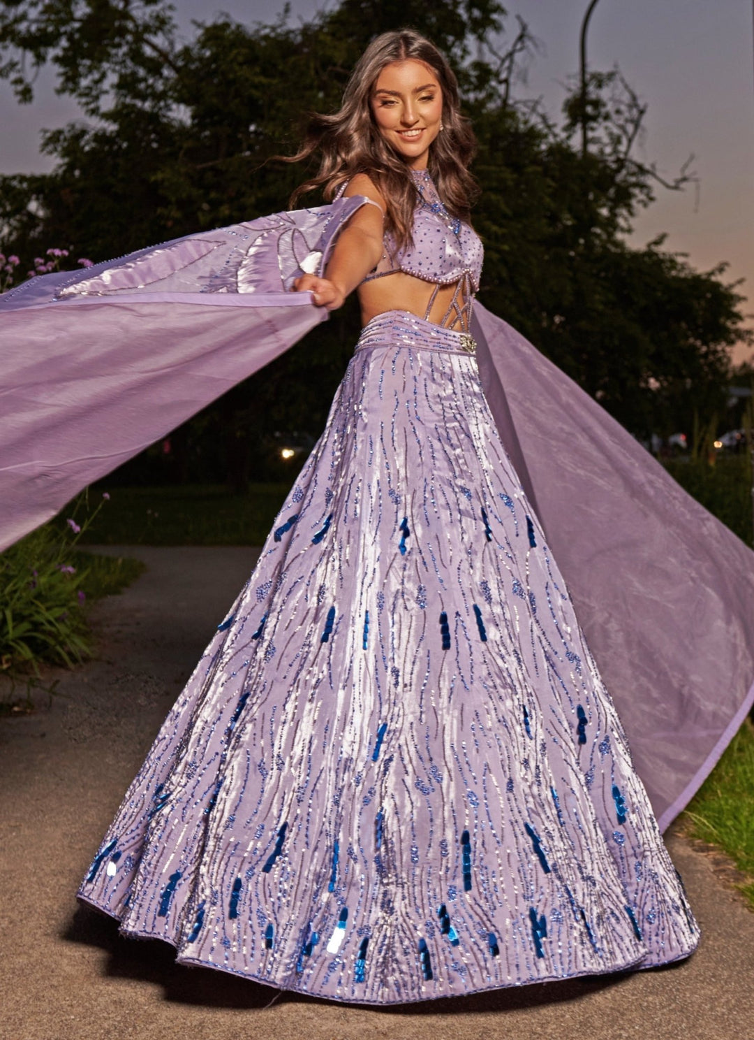 Lavender Purple Embroidered Organza Lehenga Set Jigar and Nikita - Fabilicious Fashion