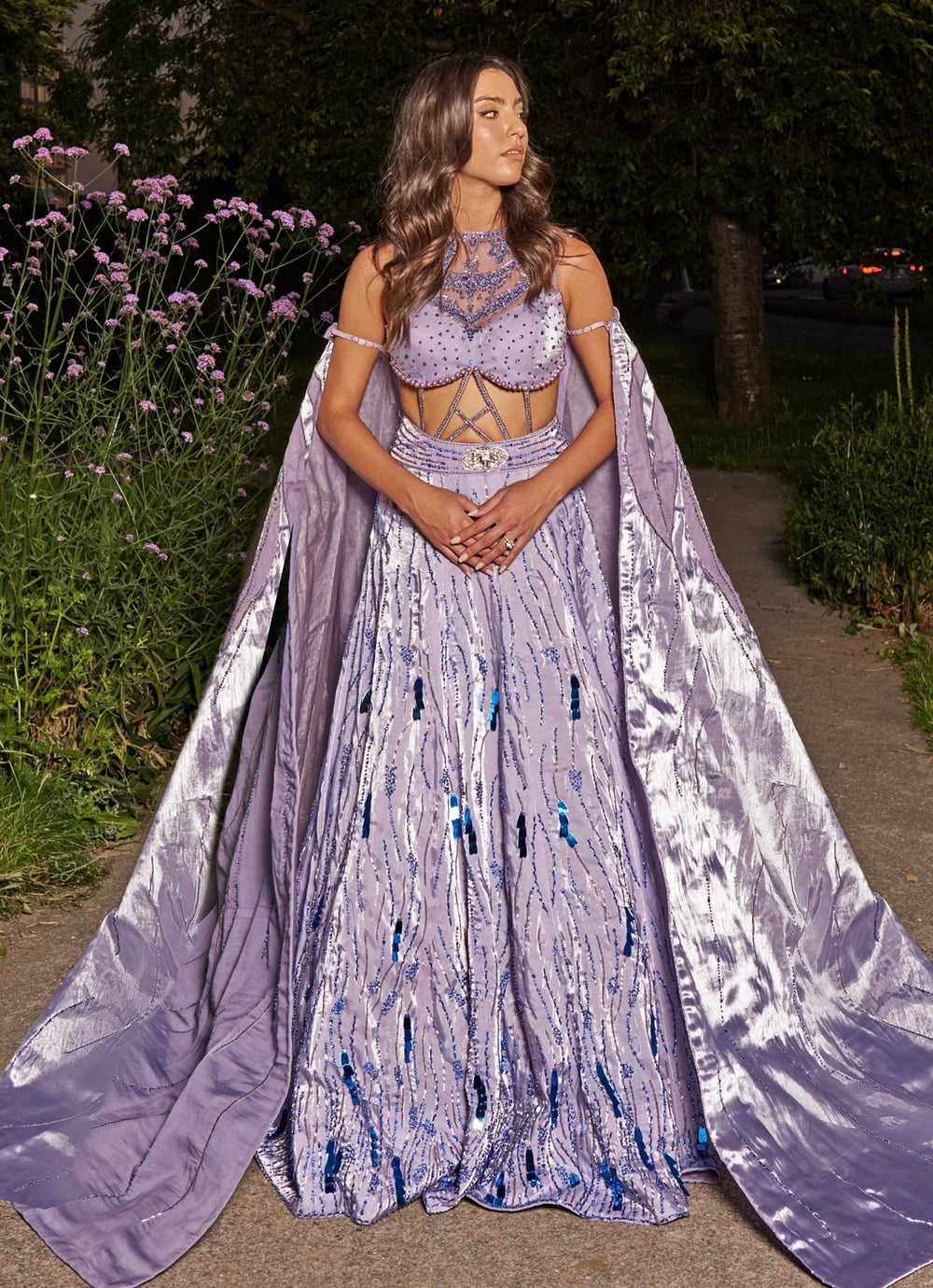 Lavender Purple Embroidered Organza Lehenga Set Jigar and Nikita - Fabilicious Fashion