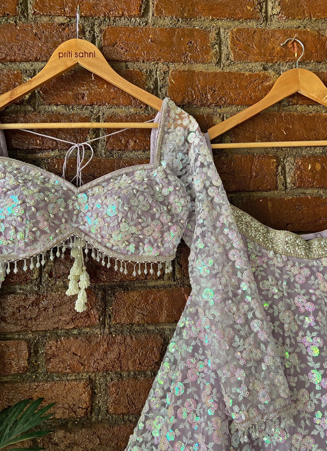 Lavender Sequin Embroidered Lehenga Set Priti Sahni - Fabilicious Fashion