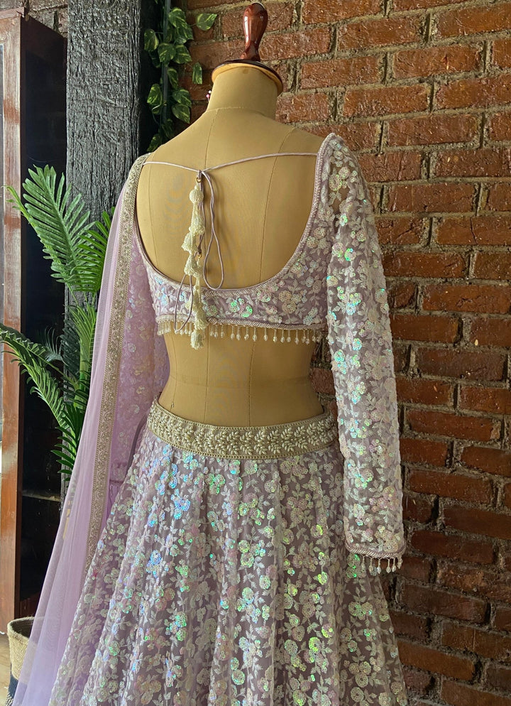 Lavender Sequin Embroidered Lehenga Set Priti Sahni - Fabilicious Fashion