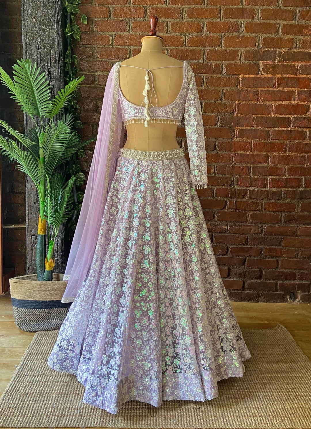 Lavender Sequin Embroidered Lehenga Set Priti Sahni - Fabilicious Fashion