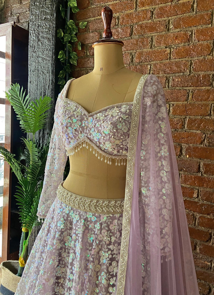 Lavender Sequin Embroidered Lehenga Set Priti Sahni - Fabilicious Fashion