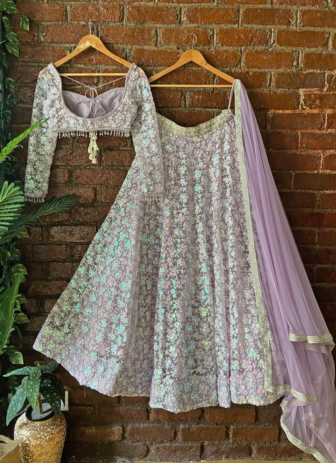 Lavender Sequin Embroidered Lehenga Set Priti Sahni - Fabilicious Fashion