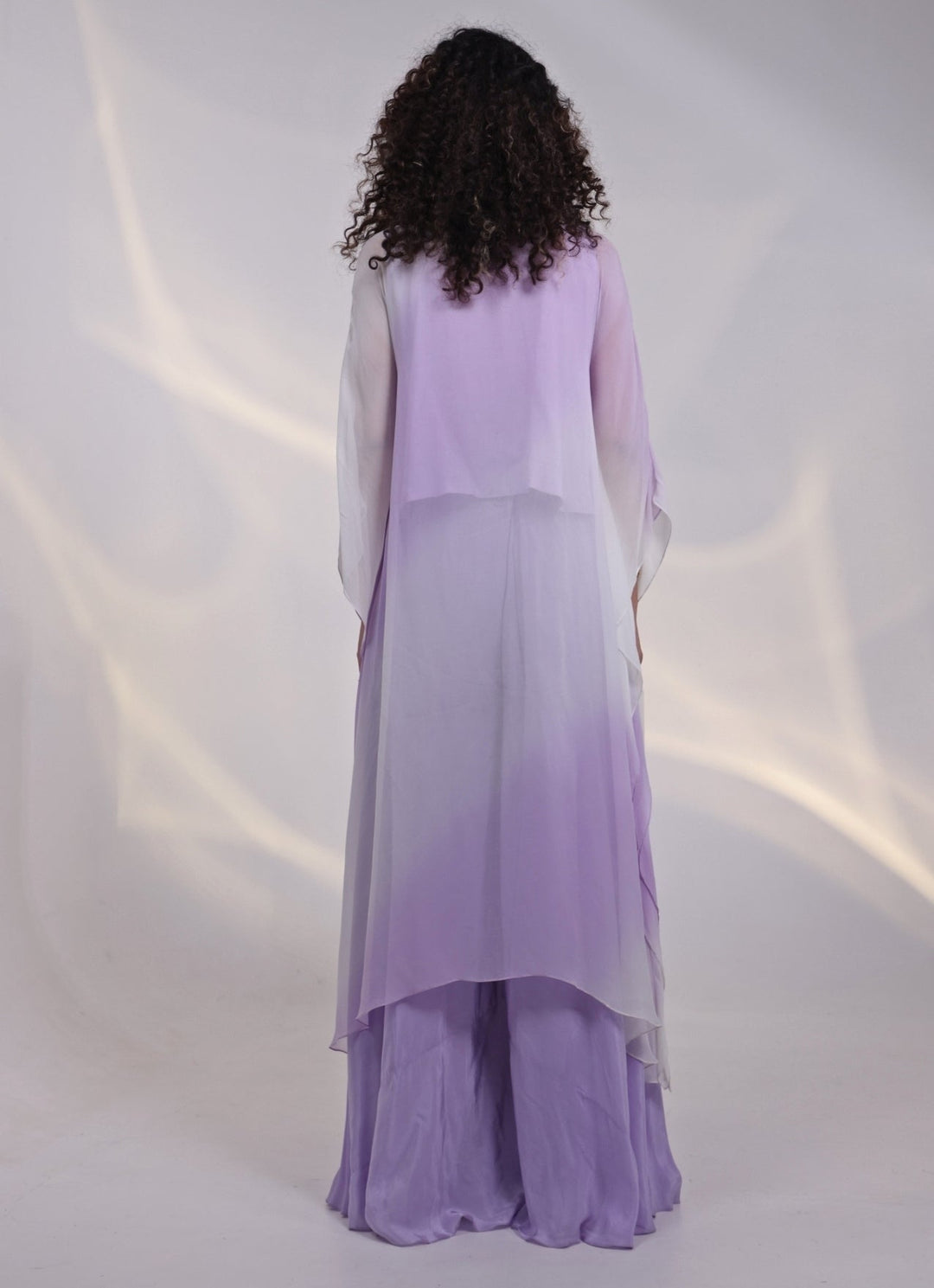 Lavender Shaded Georgette Kaftan Set Smriti - Fabilicious Fashion