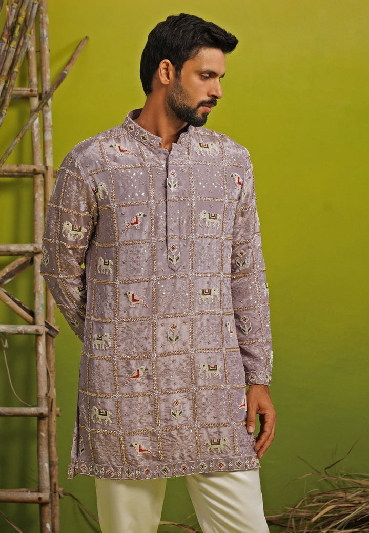 Kalpraag Lavender Tissue Silk Short Kurta SetFabilicious Fashion