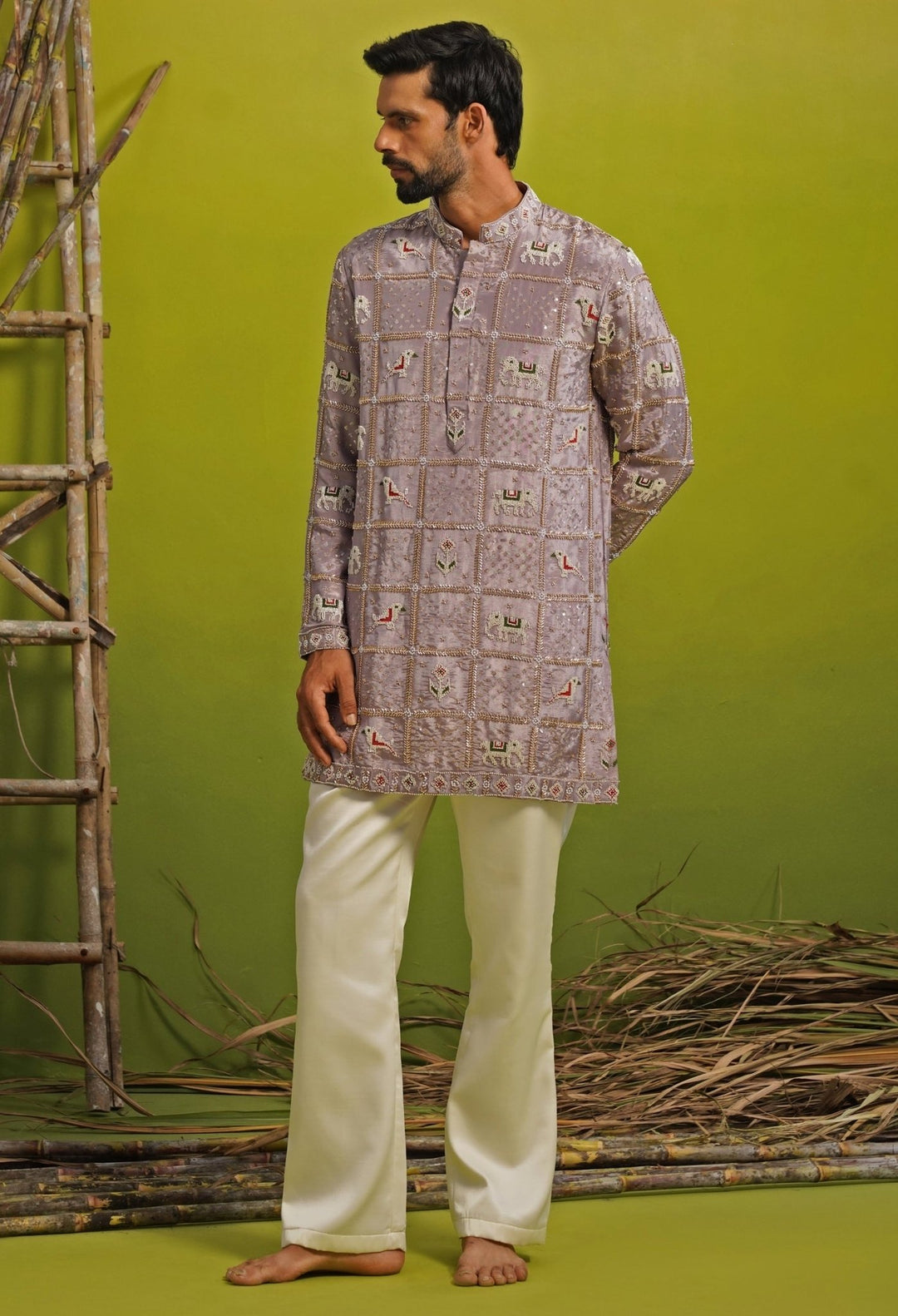 Kalpraag Lavender Tissue Silk Short Kurta SetFabilicious Fashion