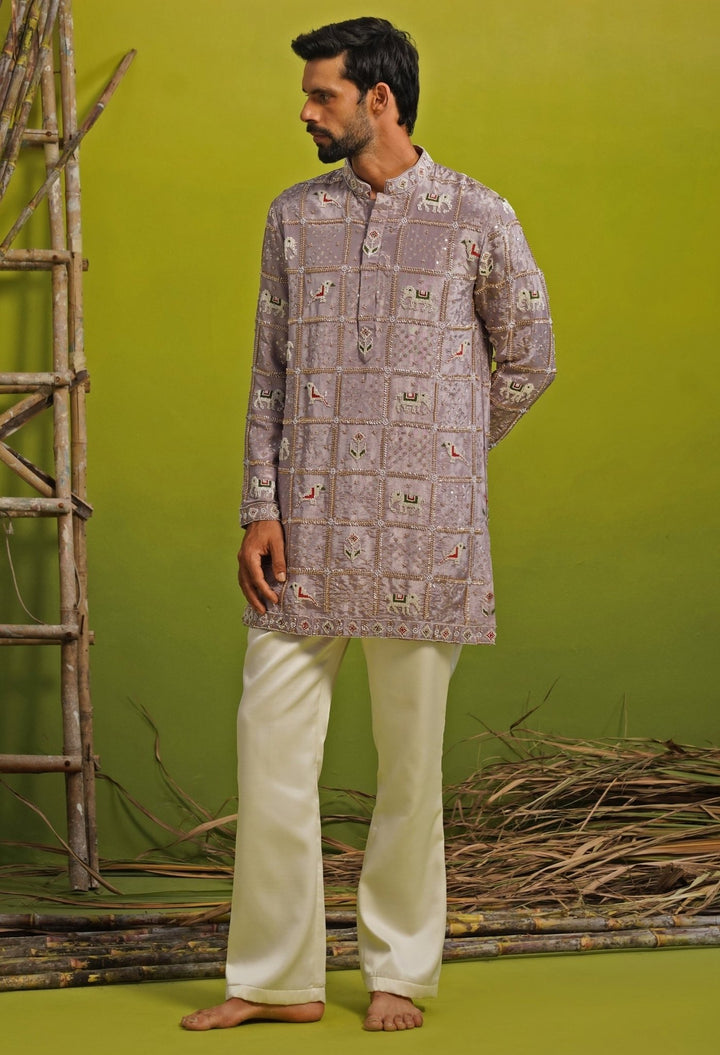 Kalpraag Lavender Tissue Silk Short Kurta SetFabilicious Fashion