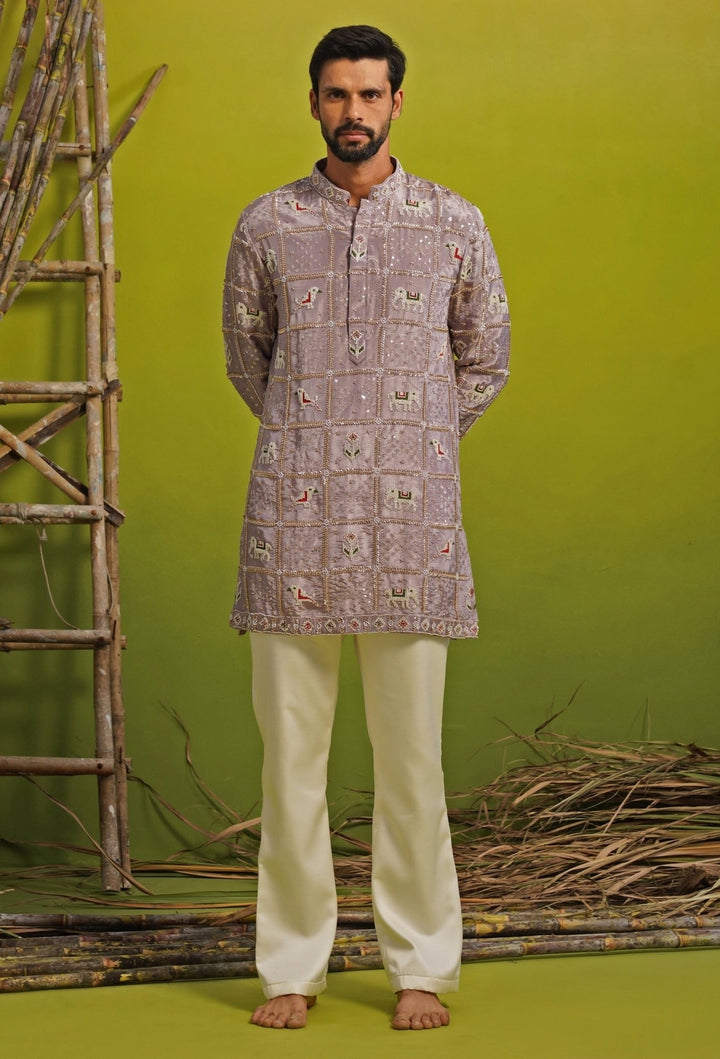 Kalpraag Lavender Tissue Silk Short Kurta SetFabilicious Fashion