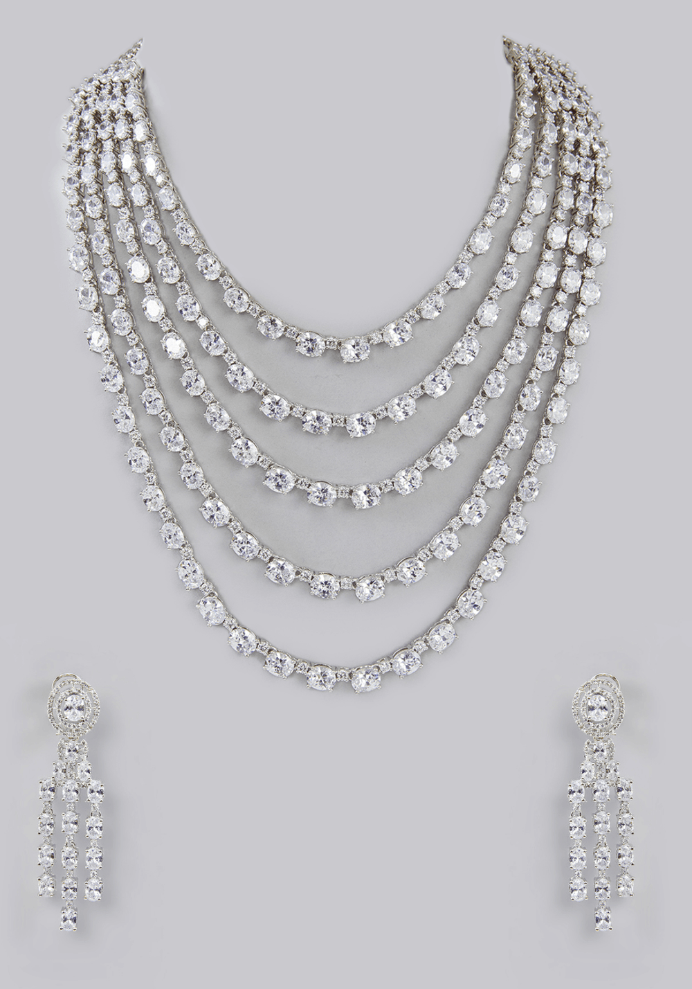 Layered Faux Diamond Necklace Set Zevar by Geeta - Fabilicious Fashion