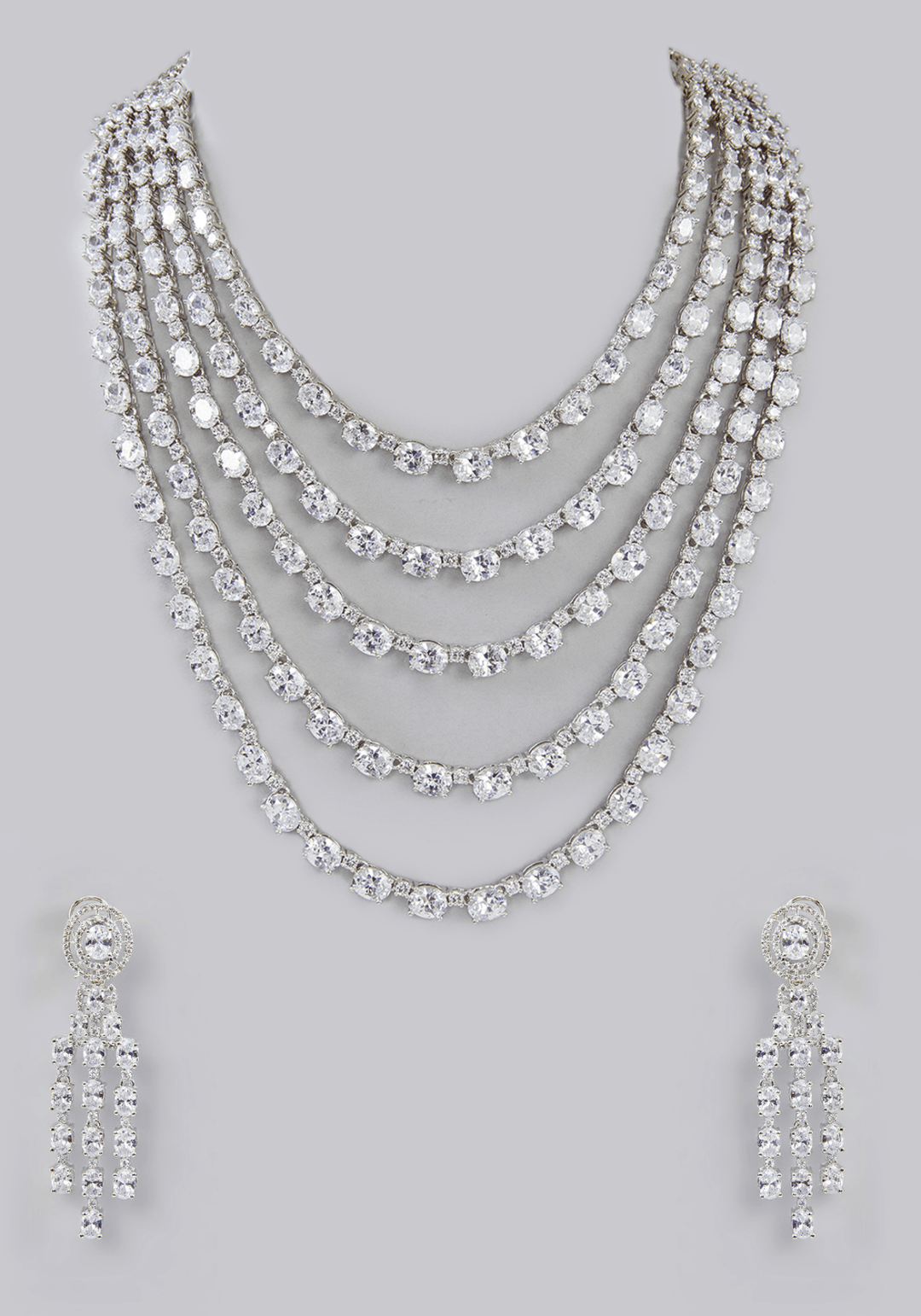 Layered Faux Diamond Necklace Set Zevar by Geeta - Fabilicious Fashion