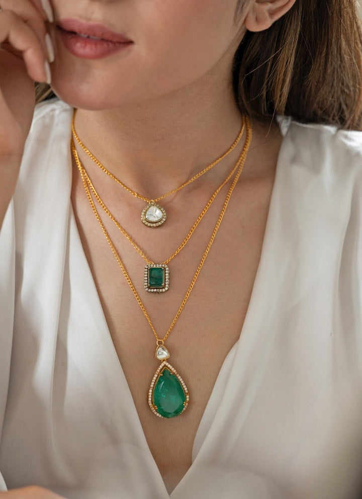 Do Taara Layered Green Polki NecklaceFabilicious Fashion