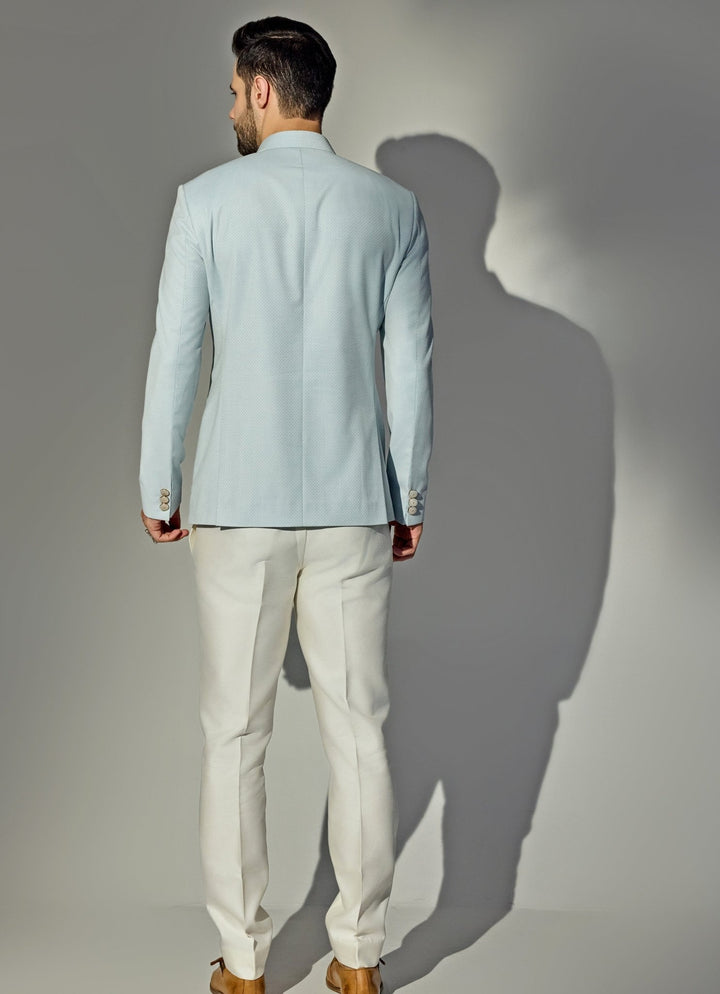 Light Blue Bandhgala Jacket Set Chatenya Mittal - Fabilicious Fashion