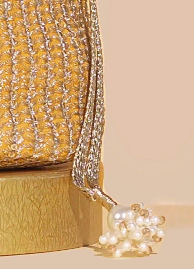 Light Orange Embellished Bucket Bag AMYRA - Fabilicious Fashion