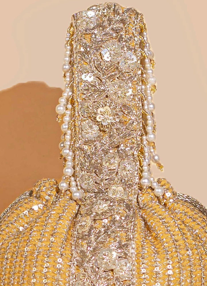 Light Orange Embellished Bucket Bag AMYRA - Fabilicious Fashion