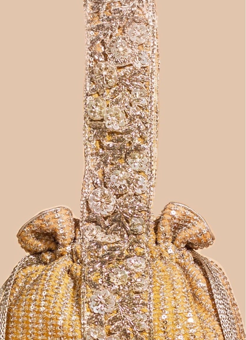 Light Orange Embellished Potli AMYRA - Fabilicious Fashion