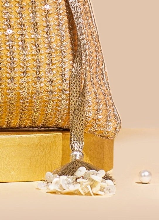 Light Orange Embellished Potli AMYRA - Fabilicious Fashion