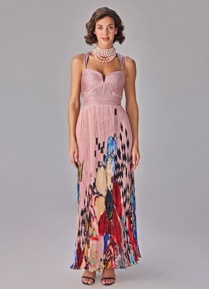 Light Pink Multicolour Print Maxi Dress Saaksha &amp; Kinni - Fabilicious Fashion