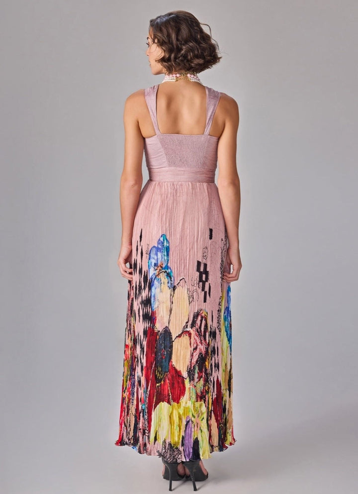 Light Pink Multicolour Print Maxi Dress Saaksha &amp; Kinni - Fabilicious Fashion