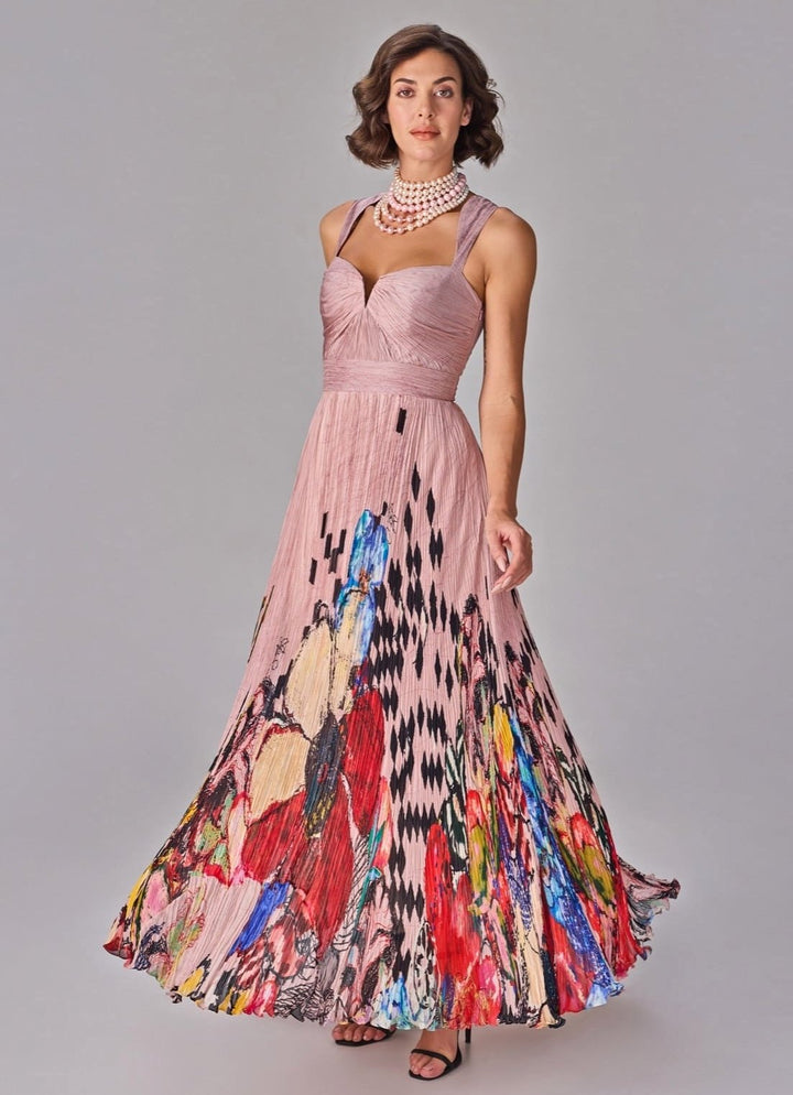 Light Pink Multicolour Print Maxi Dress Saaksha &amp; Kinni - Fabilicious Fashion