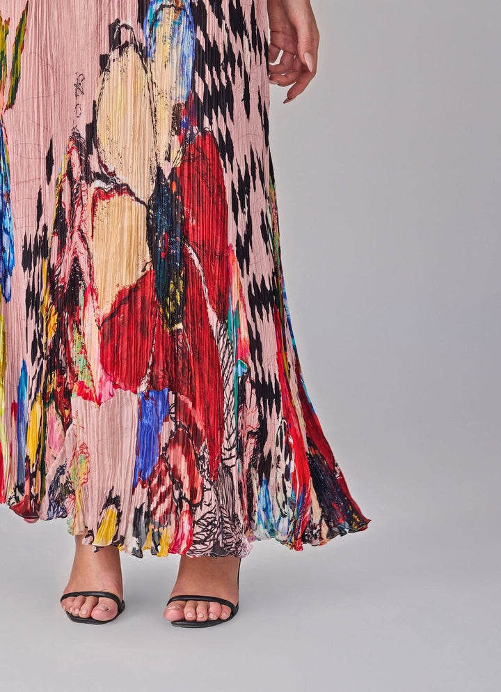 Light Pink Multicolour Print Maxi Dress Saaksha &amp; Kinni - Fabilicious Fashion