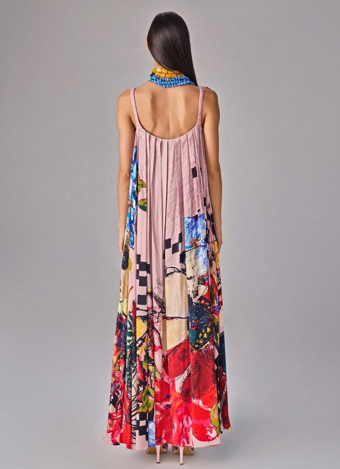 Light Pink Multicolour Print Maxi Dress Saaksha &amp; Kinni - Fabilicious Fashion