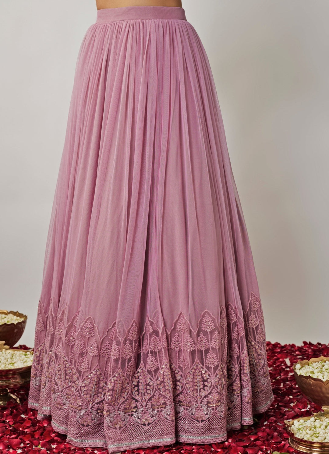 Lilac And Gold Embroidered Lehenga Set Renee Label - Fabilicious Fashion