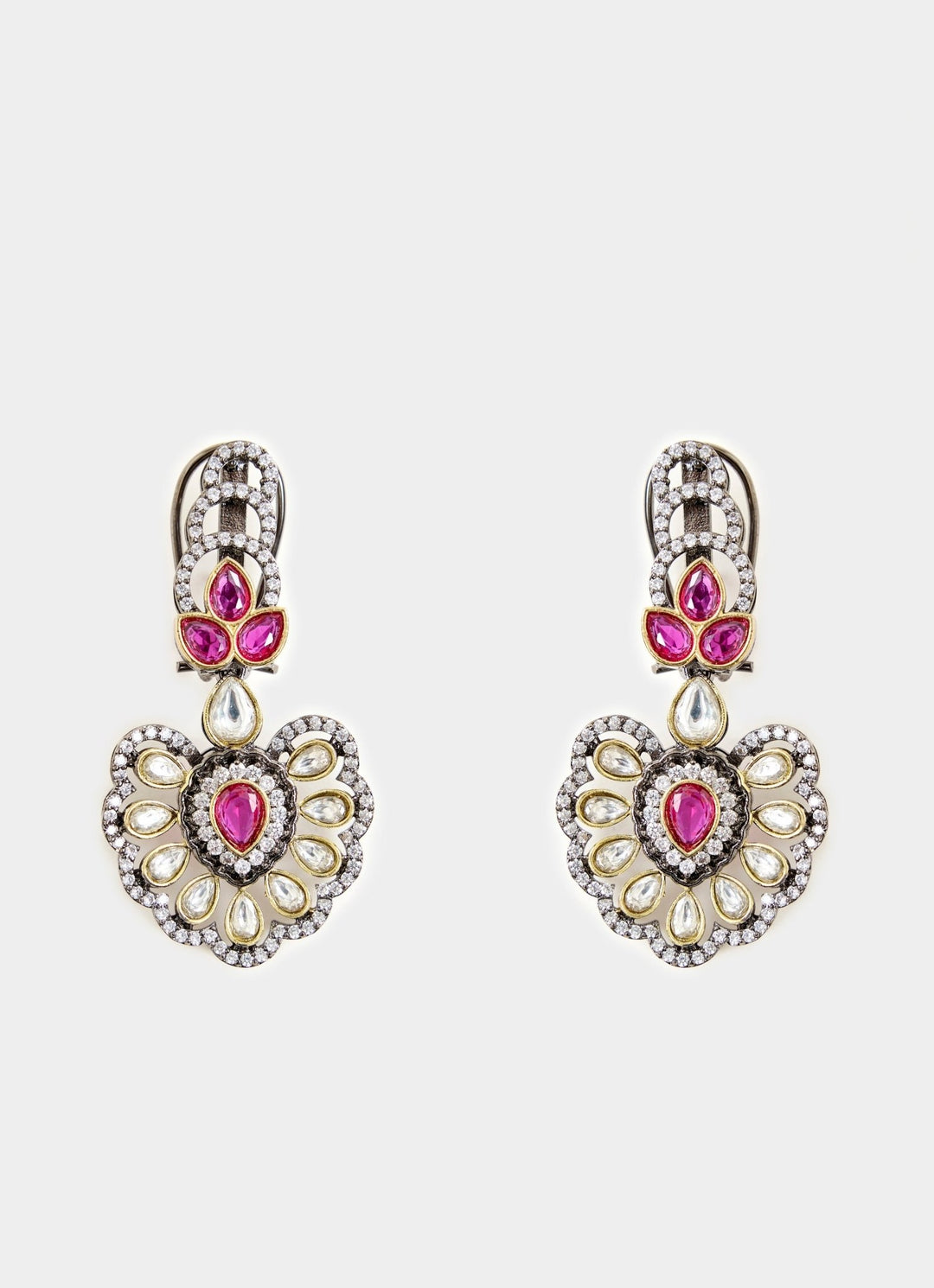 Lilac And Pink Beaded Kundan Style Necklace Set Vivinia By Vidhi Mehra - Fabilicious Fashion