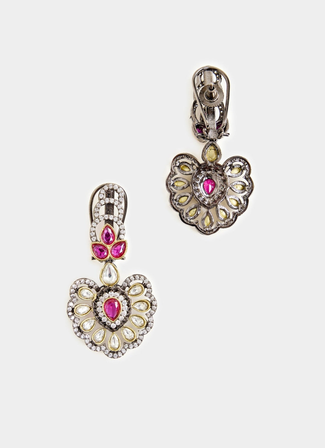 Lilac And Pink Beaded Kundan Style Necklace Set Vivinia By Vidhi Mehra - Fabilicious Fashion