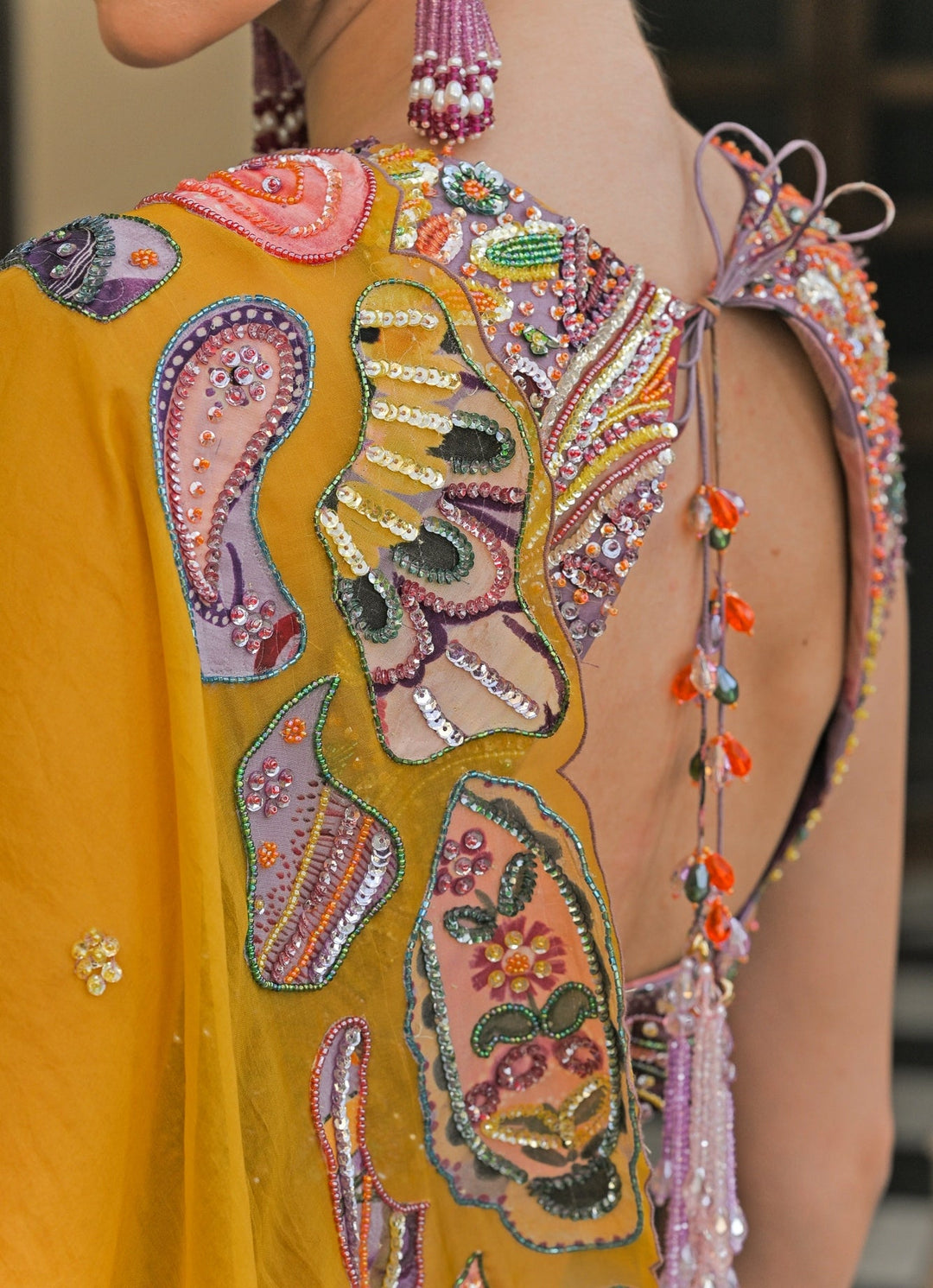 Juhi Bengani Lilac And Yellow Organza SareeFabilicious Fashion