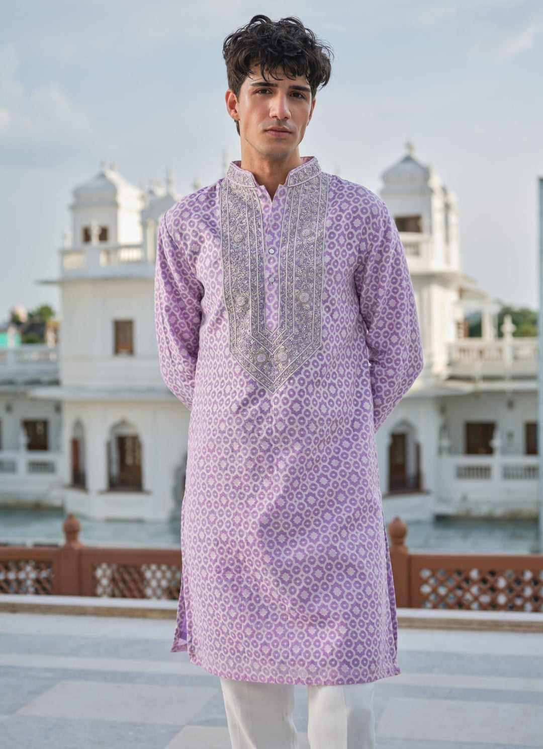 Darzi House Lilac Cotton Jacquard Zari Kurta SetFabilicious Fashion