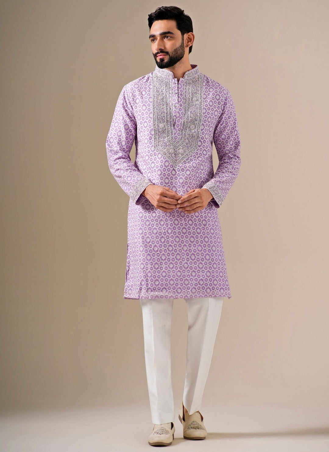 Darzi House Lilac Cotton Jacquard Zari Kurta SetFabilicious Fashion
