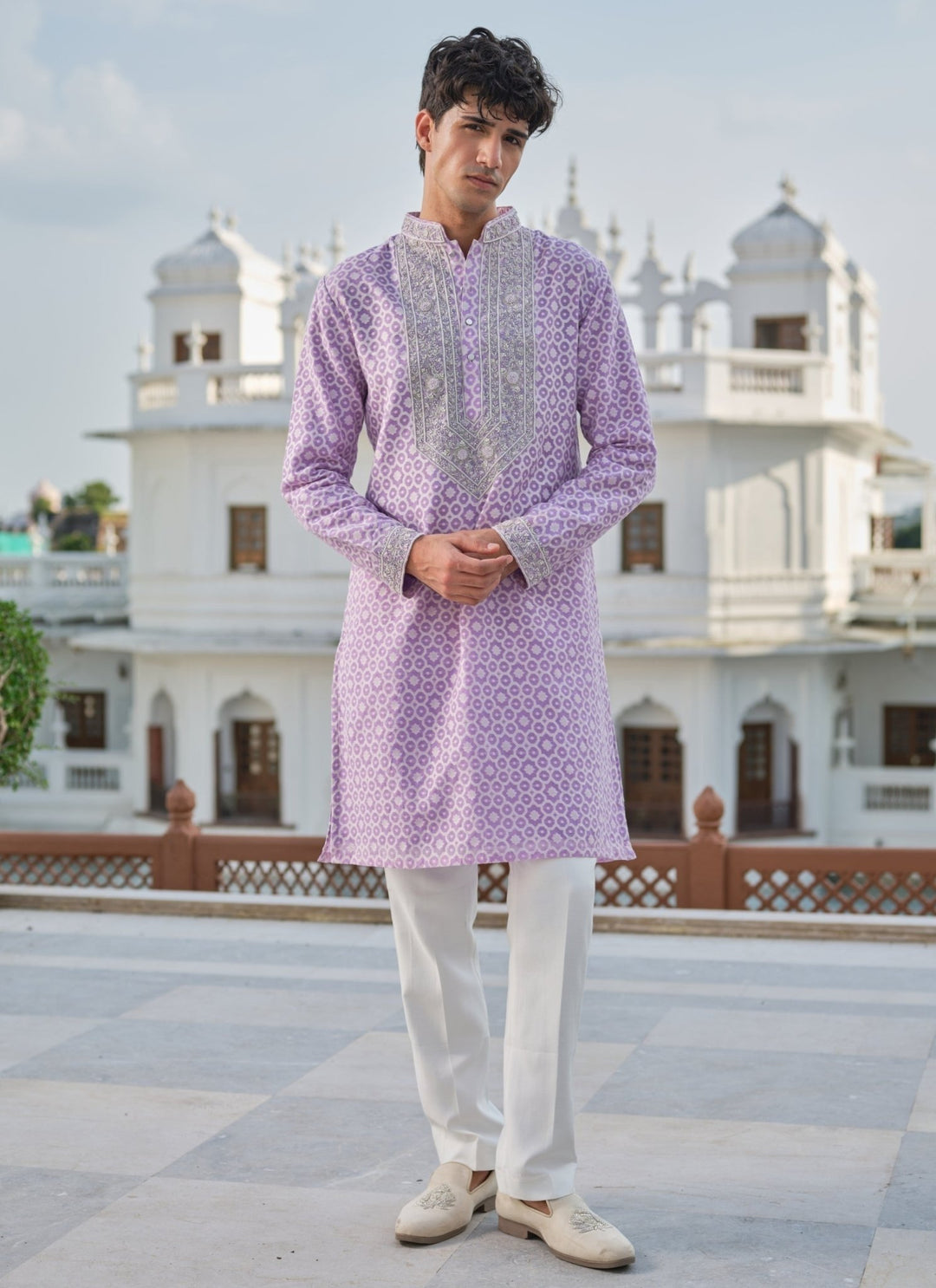 Darzi House Lilac Cotton Jacquard Zari Kurta SetFabilicious Fashion
