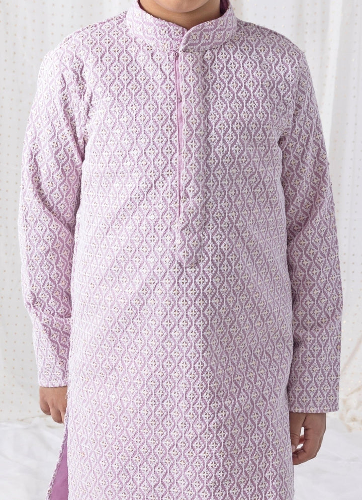 Lilac Cotton Kurta Set Chotibuti - Fabilicious Fashion