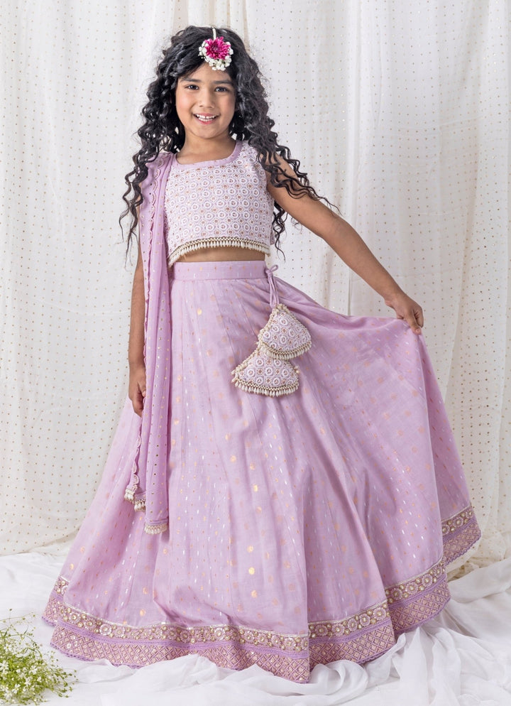 Chotibuti Lilac Cotton Lehenga SetFabilicious Fashion