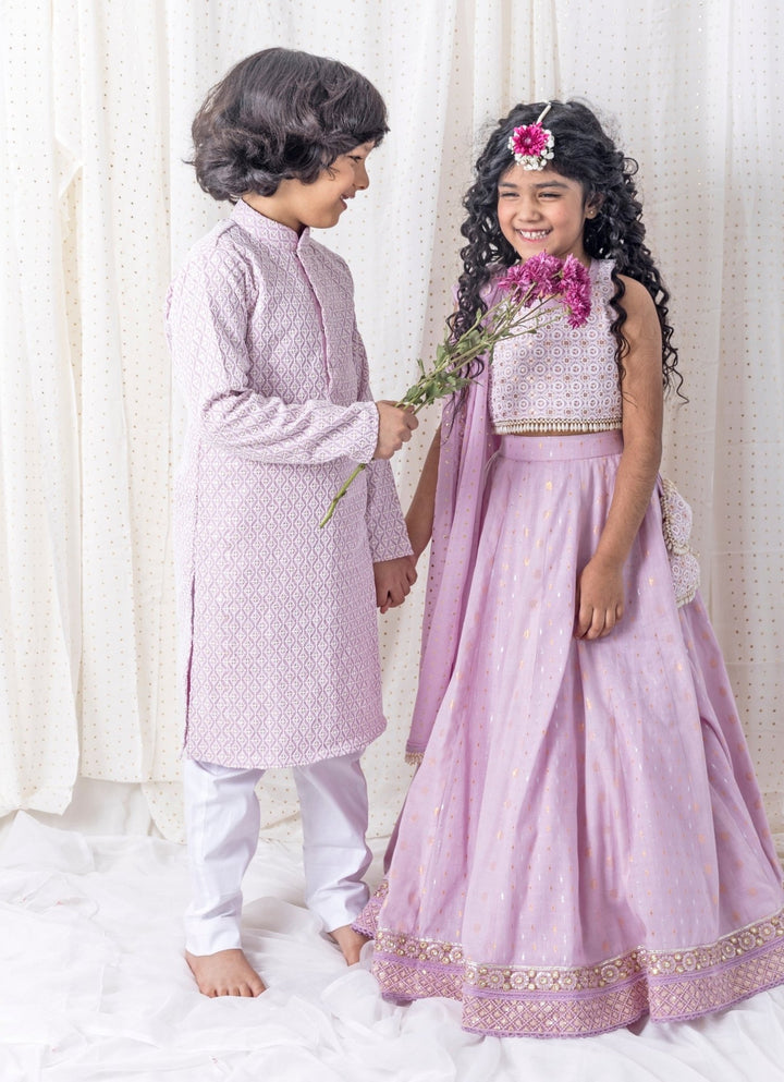 Chotibuti Lilac Cotton Lehenga SetFabilicious Fashion