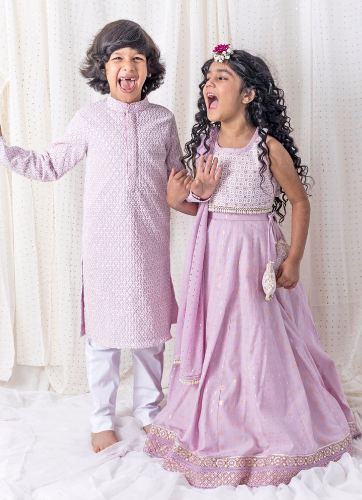 Chotibuti Lilac Cotton Lehenga SetFabilicious Fashion