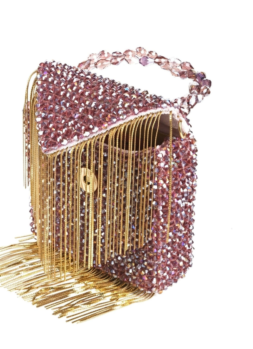 Lilac Embellished Mini Bag With Gold Chain House of Kosha - Fabilicious Fashion