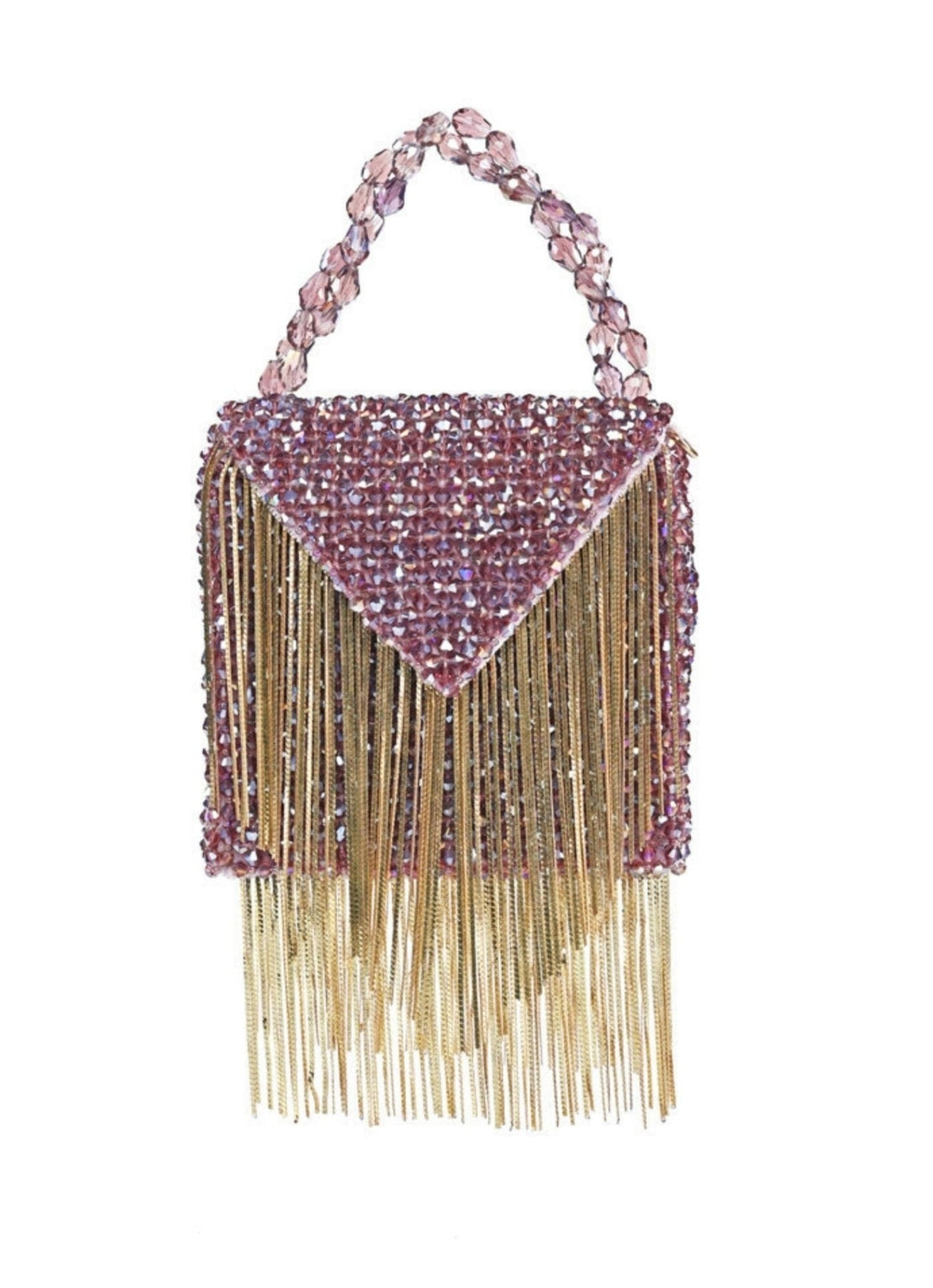 Lilac Embellished Mini Bag With Gold Chain House of Kosha - Fabilicious Fashion