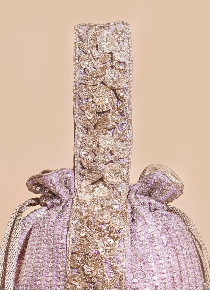 Lilac Embellished Potli AMYRA - Fabilicious Fashion