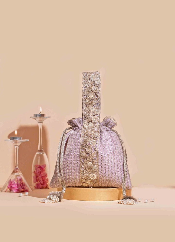 Lilac Embellished Potli AMYRA - Fabilicious Fashion