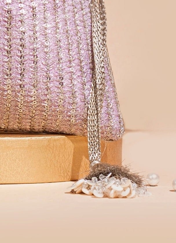 Lilac Embellished Potli AMYRA - Fabilicious Fashion