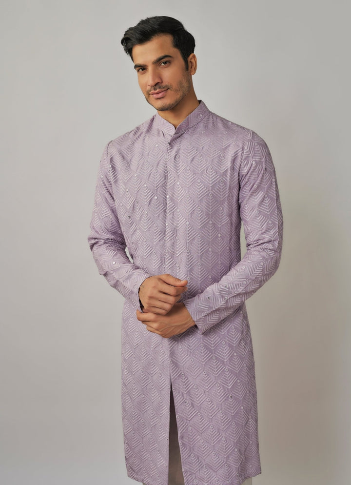 Lilac Embroidered Achkan Pant Set Renee Label - Men - Fabilicious Fashion