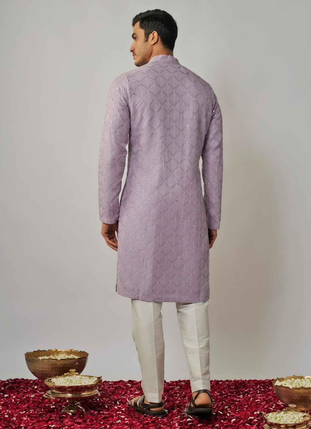 Lilac Embroidered Achkan Pant Set Renee Label - Men - Fabilicious Fashion