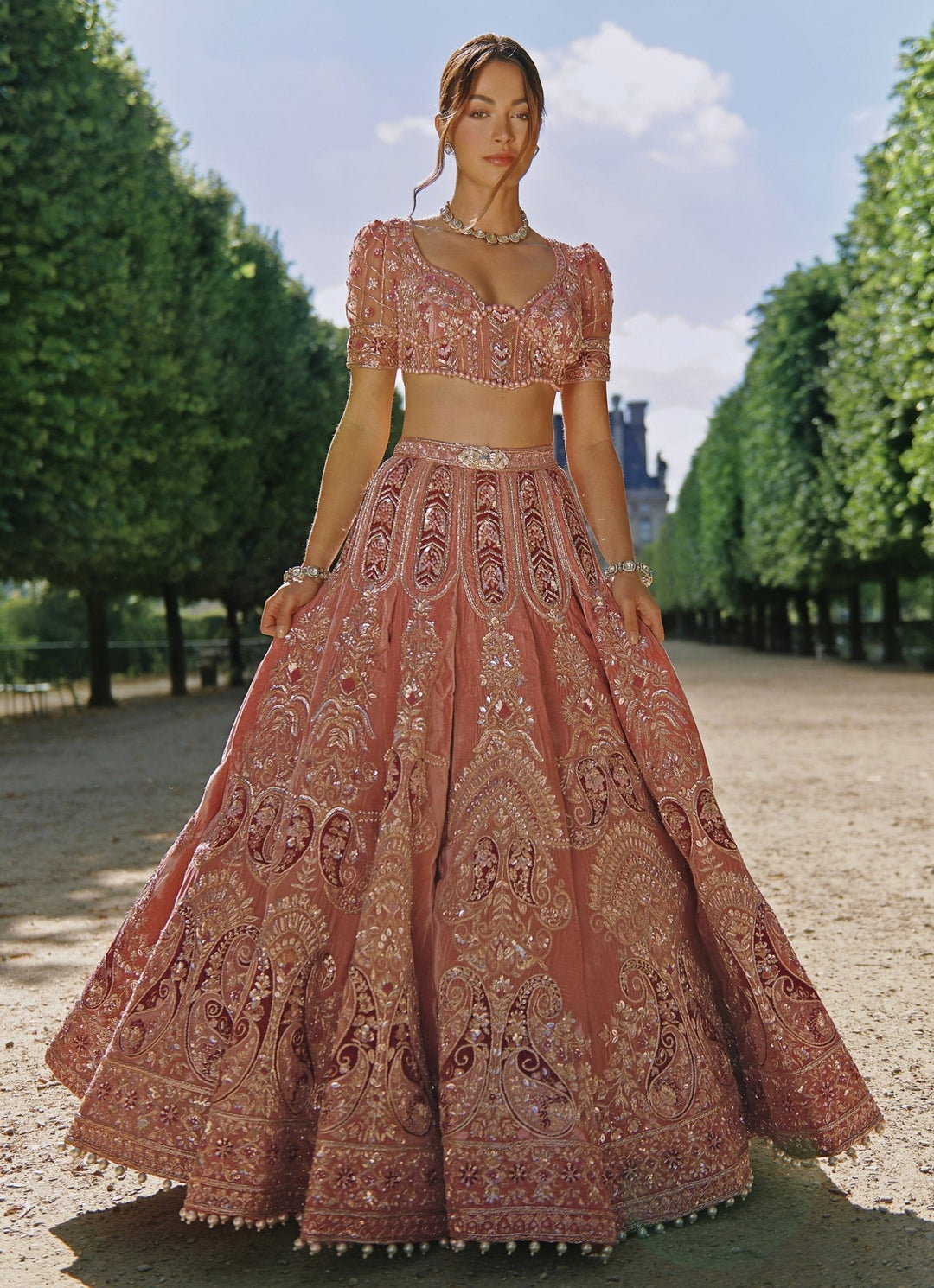 Lilac Embroidered Bridal Velvet Lehenga Set Jigar and Nikita - Fabilicious Fashion