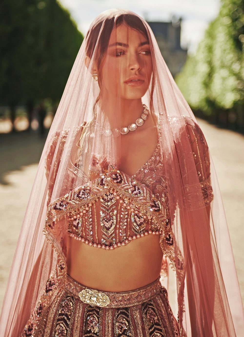 Lilac Embroidered Bridal Velvet Lehenga Set Jigar and Nikita - Fabilicious Fashion