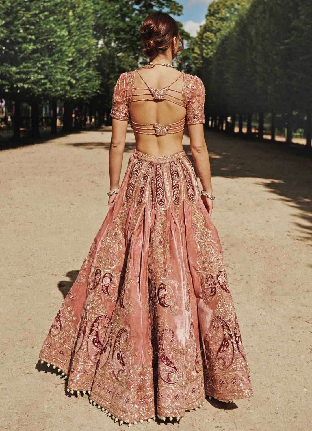 Lilac Embroidered Bridal Velvet Lehenga Set Jigar and Nikita - Fabilicious Fashion